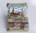 The close up of Copenhagen magnet thermometer souvenir.