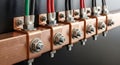 Close-up of Copper Busbar with Electrical Connections Royalty Free Stock Photo
