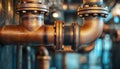 Reliable copper pipes in a modern industrial setting highlighting durability Royalty Free Stock Photo