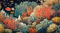 A close-up of a coral reef, its surface covered in polka dots. Created with Generative AI