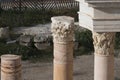 Close-up Corinthian capital of the Roman theater column of Cartagena, Spain