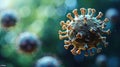 A close up of a coronavirus with many spikes, AI
