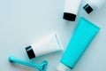 Close-up of cosmetic products. Set of skin care essentials Royalty Free Stock Photo