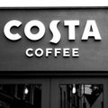 Close Up Of Costa Coffee Shop Front Logo