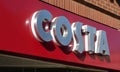 Close up Costa Coffee Shop sign logo