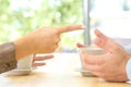 Close up of couple hands arguing at home Royalty Free Stock Photo