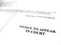 Court Filing Legal Document Notice to Appear in Court Royalty Free Stock Photo