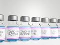 Close up of Covid-19 vaccine bottles ready to use with white background 3D rendering Royalty Free Stock Photo