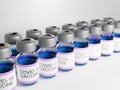 Close up of Covid-19 vaccine bottles ready to use with white background 3D rendering Royalty Free Stock Photo