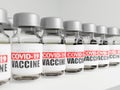 Close up of Covid-19 vaccine bottles ready to use with white background 3D rendering Royalty Free Stock Photo