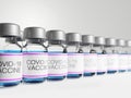 Close up of Covid-19 vaccine bottles ready to use with white background 3D rendering Royalty Free Stock Photo