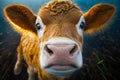 Close up of cow's face with blurry background. Generative AI Royalty Free Stock Photo