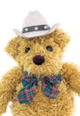 Close up cowboy teddy bear on white Royalty Free Stock Photo