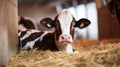 Close up of cows and stud bulls grazing on grass in a field. eating hay and silage. breeds include speckle park, murray