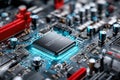 Close Up of CPU on Circuit Board Royalty Free Stock Photo