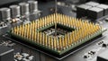 Close-up of CPU Microchip on Circuit Board Royalty Free Stock Photo