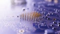 Close up of cpu pins on blue circuit board Royalty Free Stock Photo