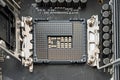 Close-Up of a CPU Socket on a Modern Computer Motherboard, Ready for Processor Installation Royalty Free Stock Photo