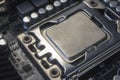 Close up cpu socket on motherboard Computer PC with cpu processor Royalty Free Stock Photo