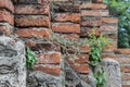 Close-up of Cracked concrete vintage brick wall background Royalty Free Stock Photo