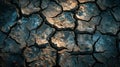 A close up of a cracked and dried out dirt surface, AI