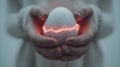 Cracked Egg in Hands New Beginning. Royalty Free Stock Photo