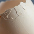 Close-up of a cracked eggshell. The texture is rough with visible cracks spreading Royalty Free Stock Photo
