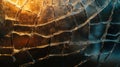 Close-up of cracked glass texture with warm and cool lighting effects Royalty Free Stock Photo