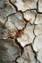 A close up of a cracked wall with some dirt on it, AI