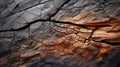 A close up of a cracked wood texture