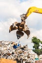 Close-up of a crane for recycling metallic waste Royalty Free Stock Photo