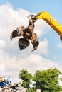 Close-up of a crane for recycling metallic waste Royalty Free Stock Photo