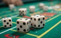 Casino Dice on Green Felt Table Royalty Free Stock Photo