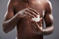 Close up of a cream jar used by afro American man