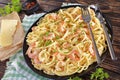 Close-up of Creamy Linguine with Shrimps