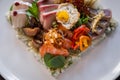 Close Up of Creative Plate of Chirashi Royalty Free Stock Photo