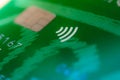 Close up on a credit card with paypass icon Royalty Free Stock Photo