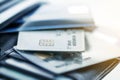 Close up credit cards in the Black leather wallet Royalty Free Stock Photo