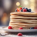 Close up of a crepe cake, foreground sharp with bokeh background.