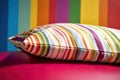 close-up of crisp, clean pillowcase against a colorful background