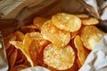 Brown Paper Bag Of Golden Homemade BBQ Potato Chips