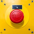 Industrial Emergency Stop Push Button on a Control Panel Royalty Free Stock Photo