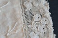 Close up crocheted border on muslin