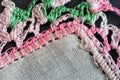 Close up crocheted hankerchief border