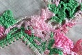 Close up crocheted hankerchief border