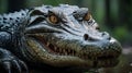 A close up of a crocodile with its mouth open. Generative AI.