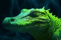 Close up of a crocodile\'s head, Green crocodile
