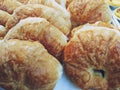 Close up croissant bread in a bakery shop Royalty Free Stock Photo