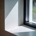 Close-Up of Window Corner with Angular Shadow Royalty Free Stock Photo