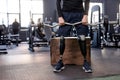 close up cropped shot of man with barbell in hands Royalty Free Stock Photo